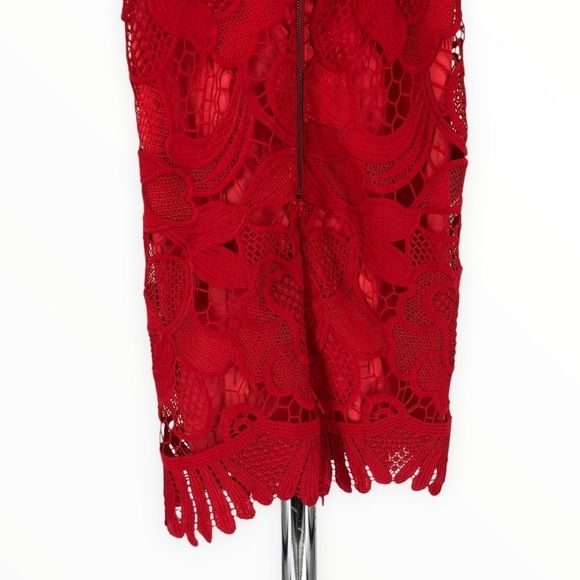 Lovers + Friends Caspian Lace Shift Mini Dress in Coral Red size XS - Picture 8 of 14